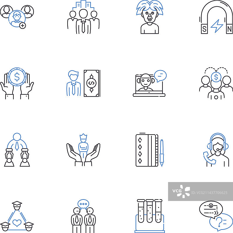 分析评估线性图标合集图片素材