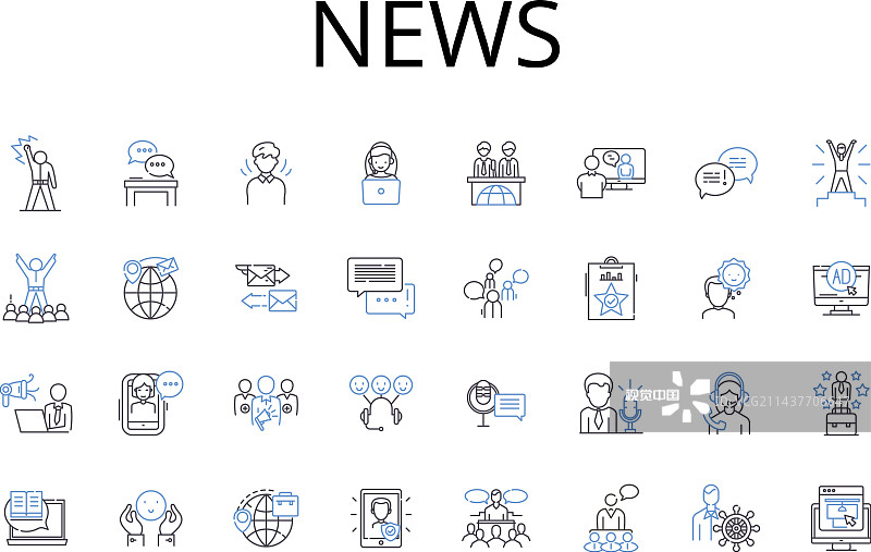 新闻线性图标信息合集图片素材