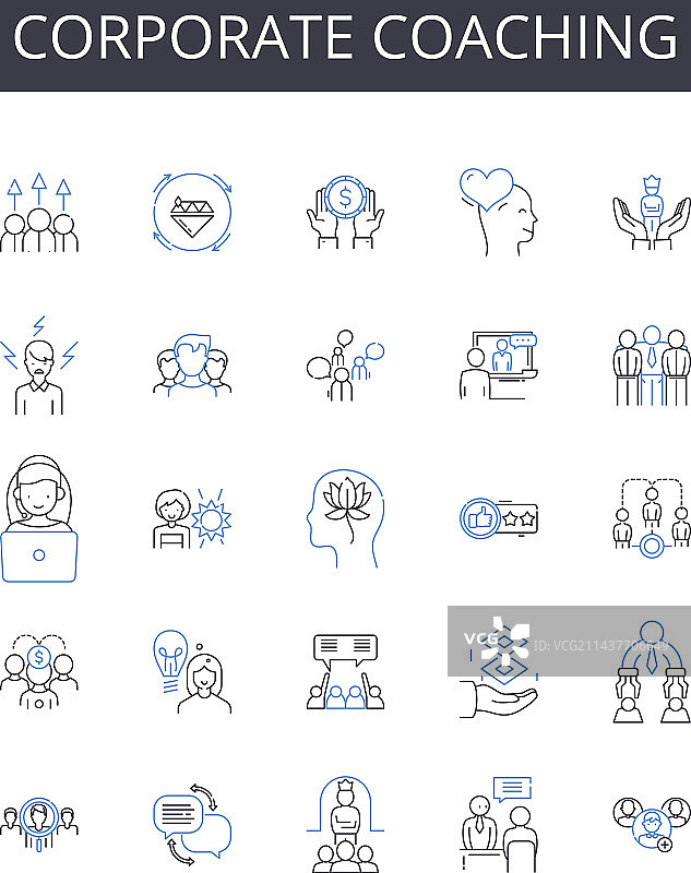 企业教练线性图标集合图片素材