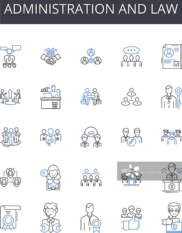 行政和法律线性图标集图片素材