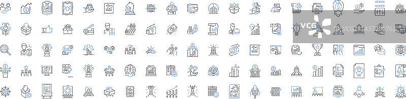 工作效率线性图标合集图片素材