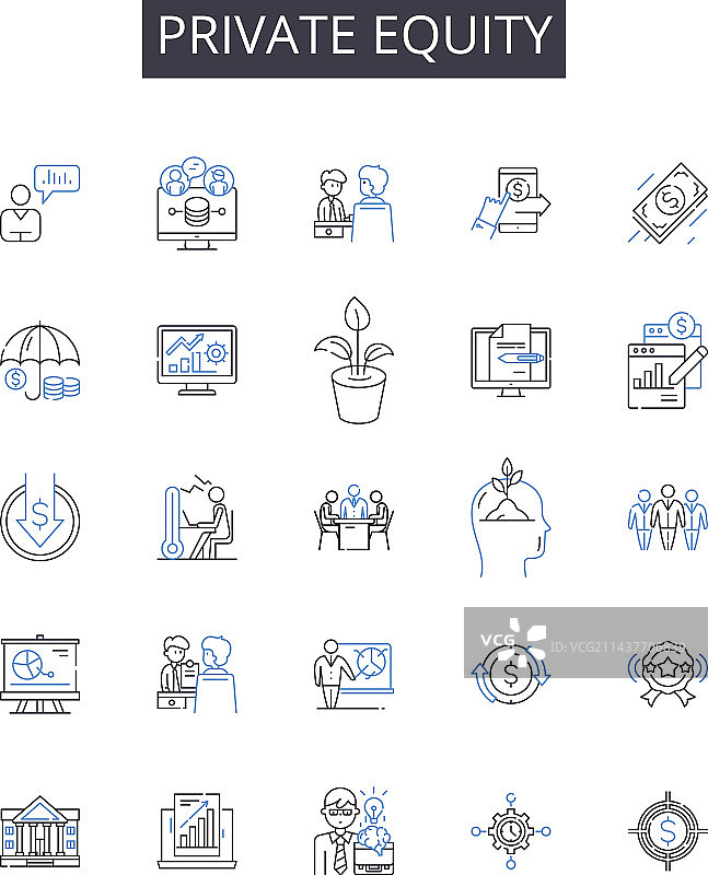 私募股权线条图标合集图片素材