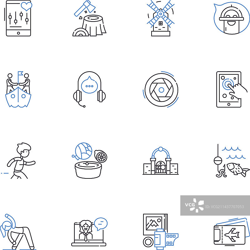 历史之旅线性图标合集图片素材