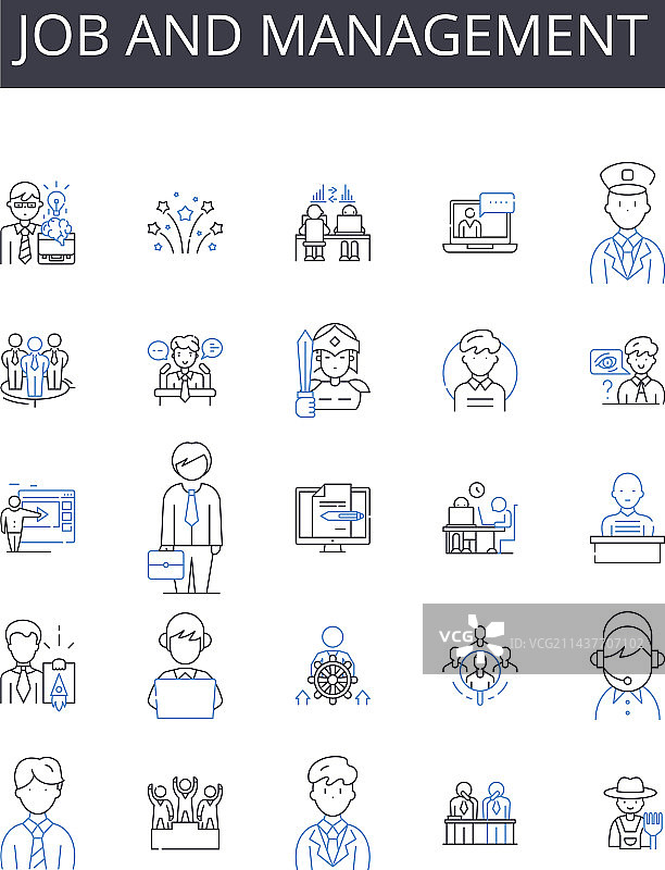 工作与管理线性图标合集图片素材