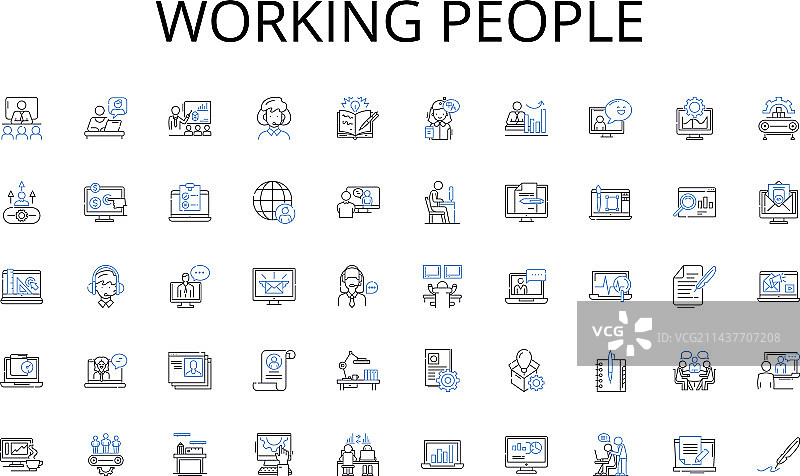 工作人员线性图标合集图片素材