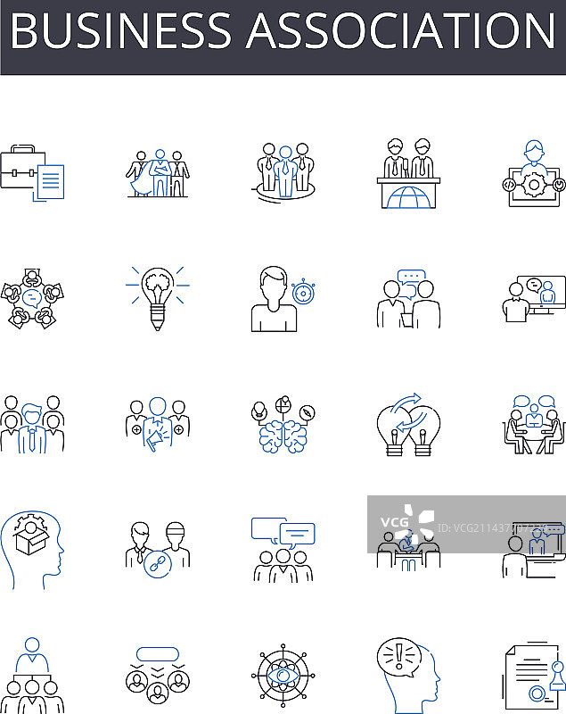 商业协会线性图标合集图片素材