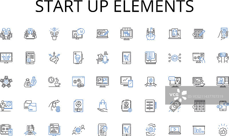创业元素线性图标合集图片素材