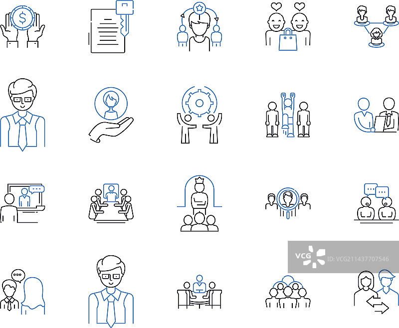 劳动力规划线性图标合集图片素材