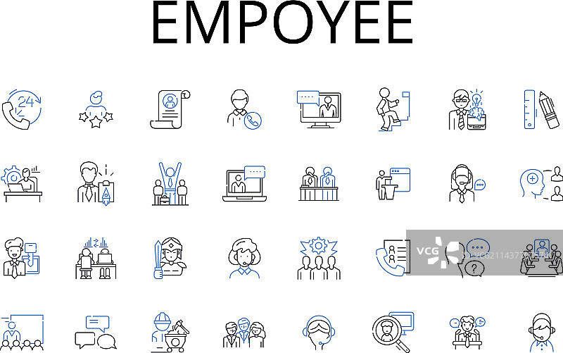 团队成员员工线条图标合集图片素材