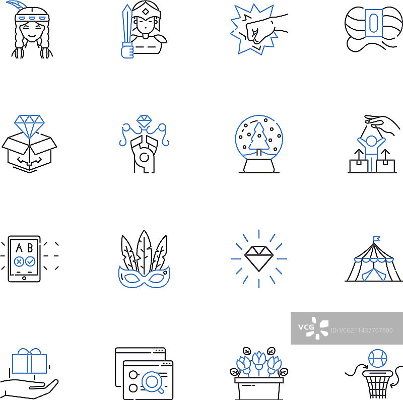 舞蹈徒步活动线性图标合集图片素材