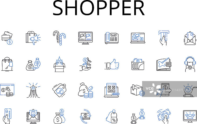 购物者线性图标合集图片素材