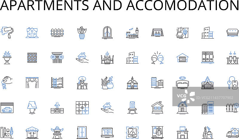 公寓和住宿线条图标合集图片素材