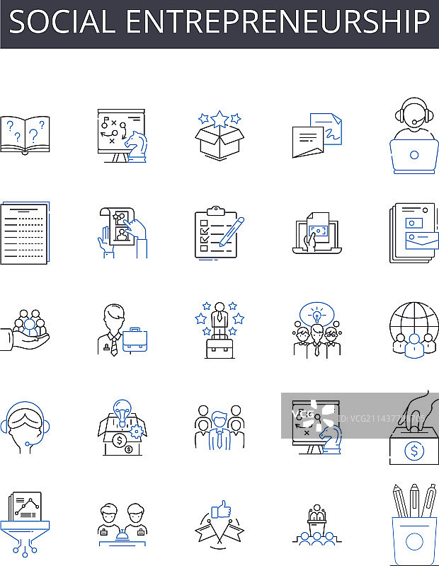 社会企业家精神线性图标合集图片素材