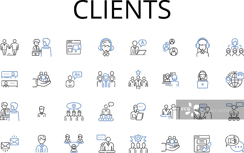 客户系列线性图标：顾客与赞助人图片素材