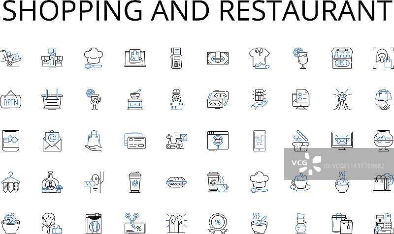 购物和餐饮线性图标合集图片素材