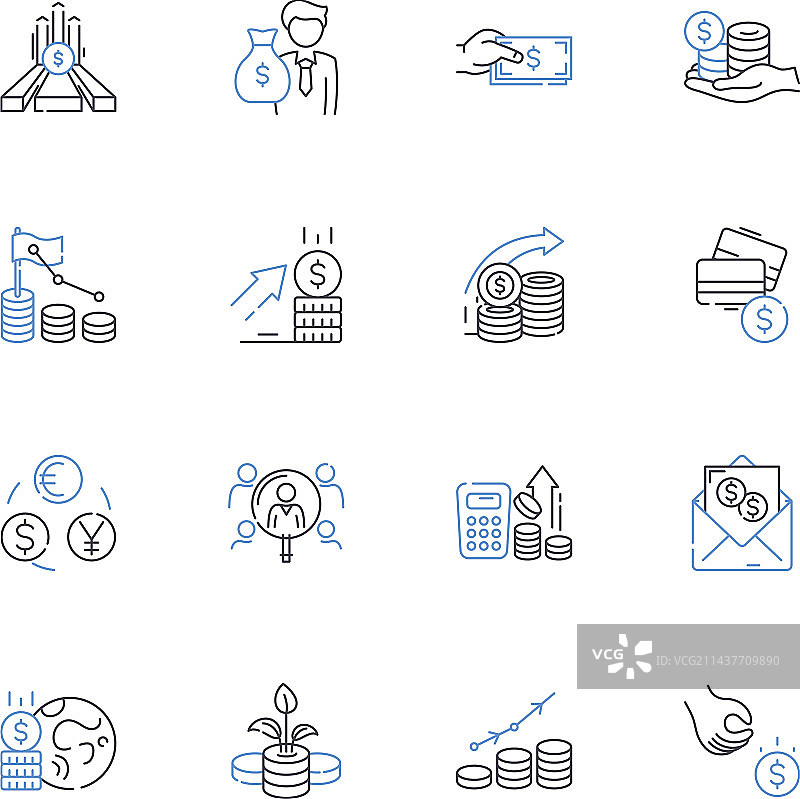 投资翼线性图标组合图片素材