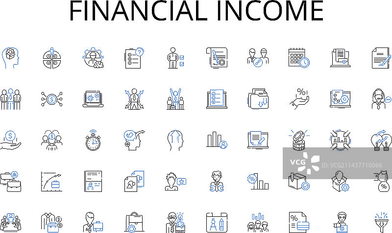 金融收入线性图标合集图片素材