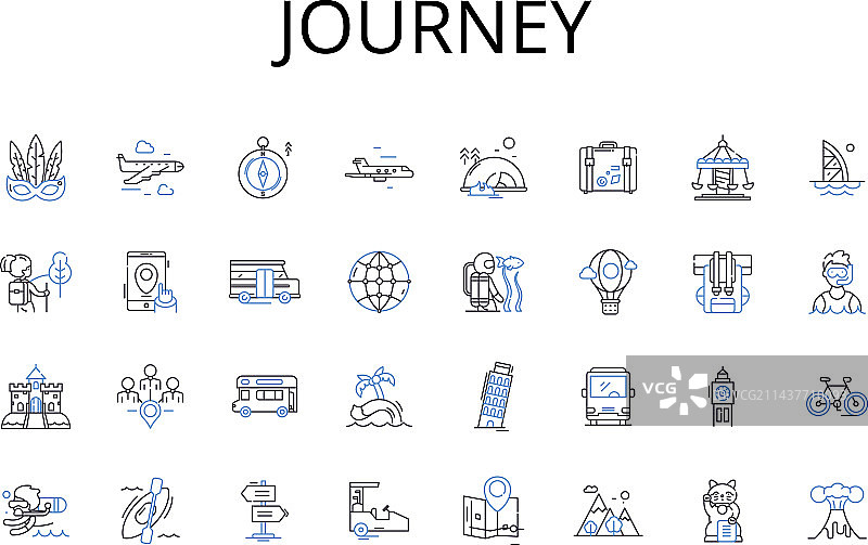 旅行线性图标合集：探险航程图片素材