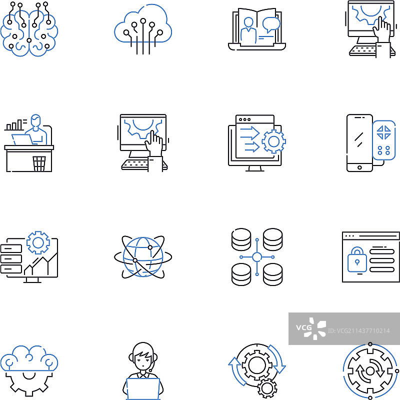 算法软件线条图标代码集合图片素材