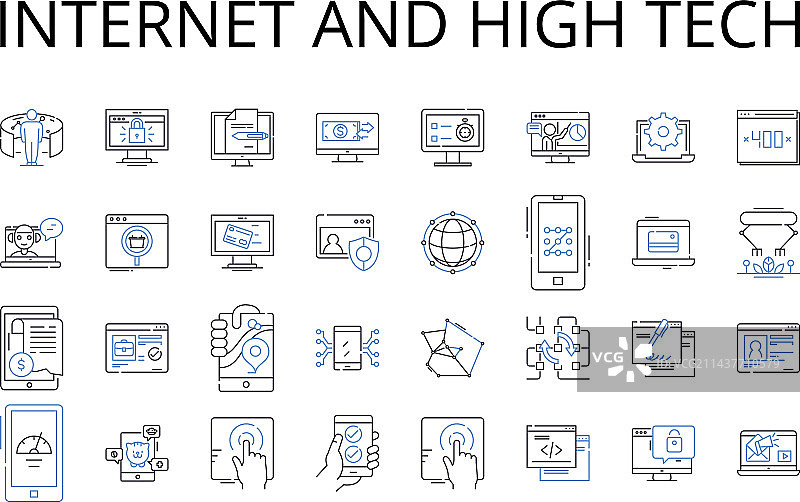 互联网和高科技线性图标合集图片素材