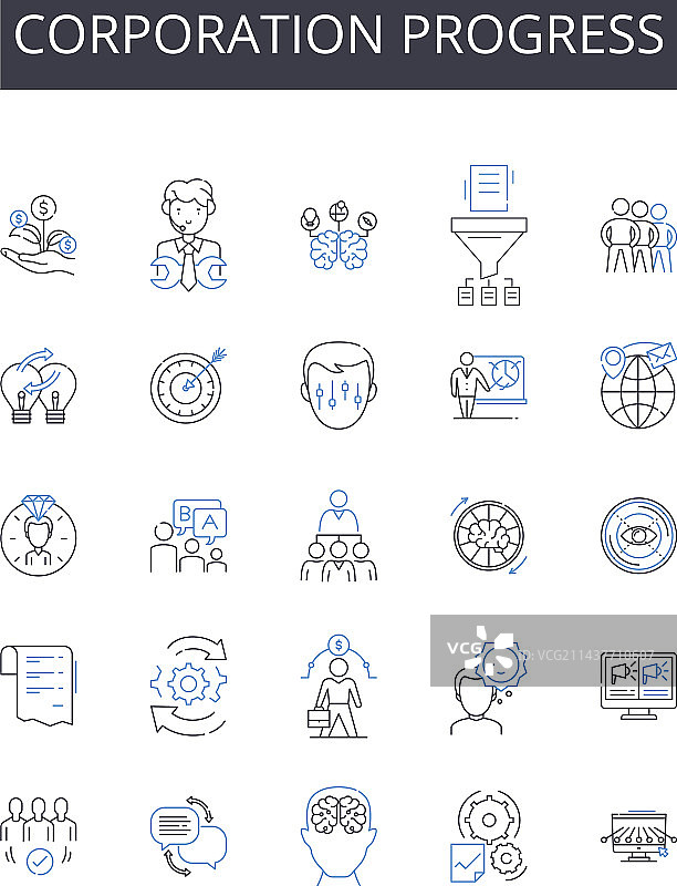 公司发展历程线性图标合集图片素材