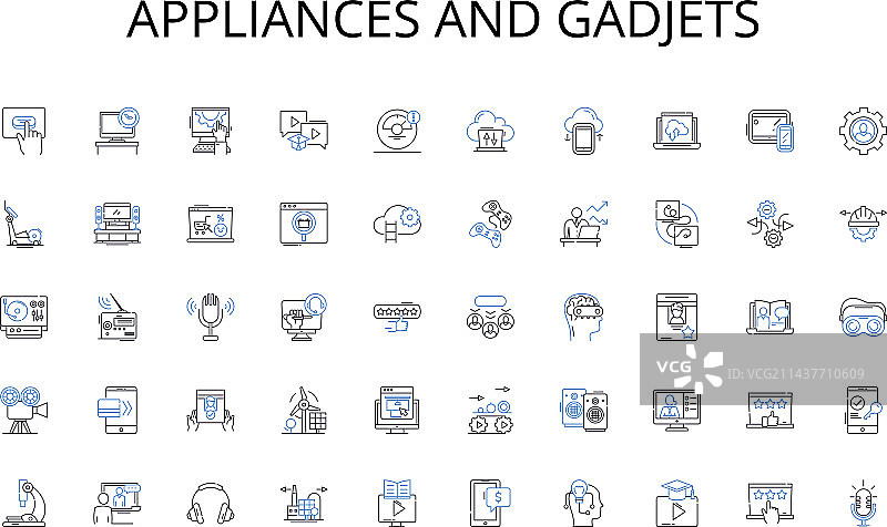 电器和小工具线条图标合集图片素材