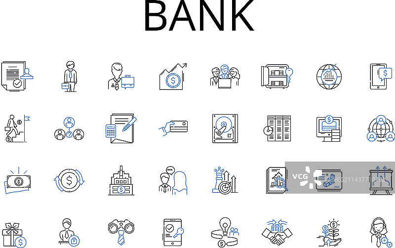 金融机构线性图标合集图片素材