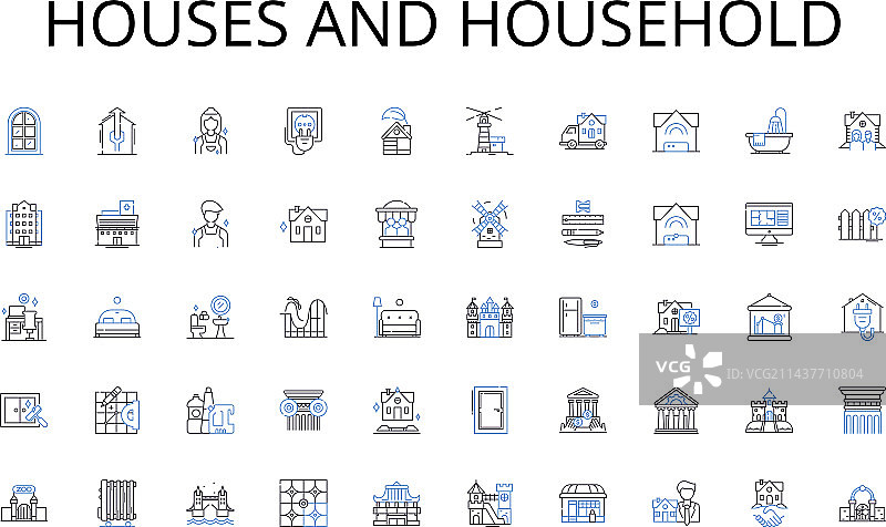 房屋和家庭用品线性图标合集图片素材