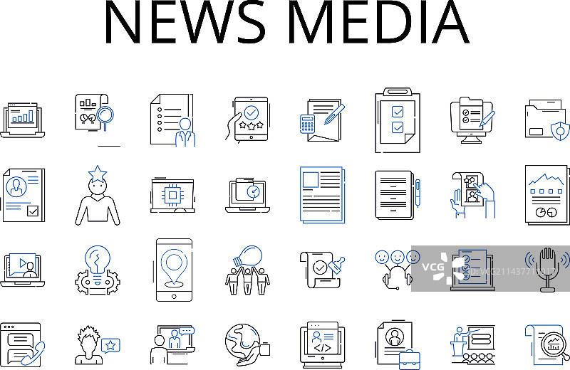 新闻媒体线性图标合集电视图片素材