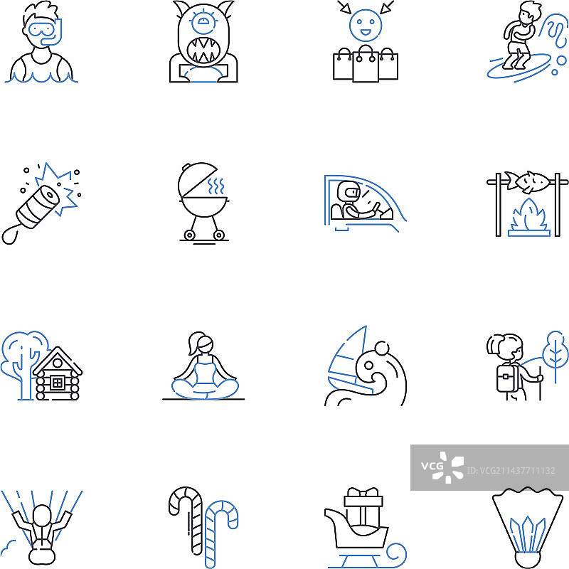 旅游业线性图标集合图片素材