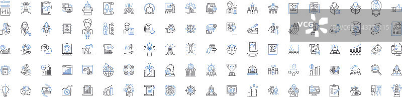 经济分析线性图标合集图片素材