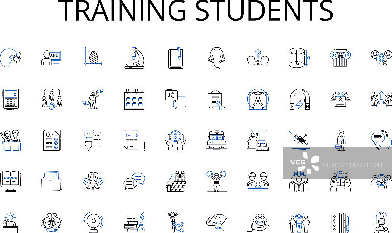 学生培训线性图标合集图片素材