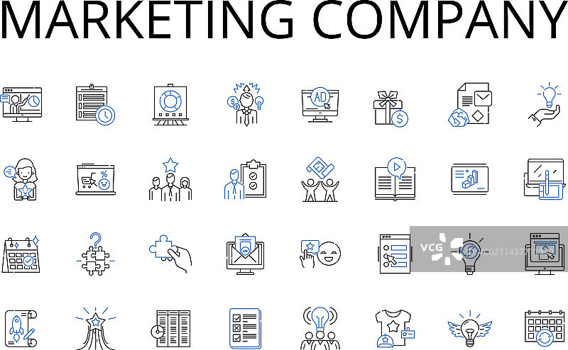 营销公司线性图标合集：广告代理图片素材