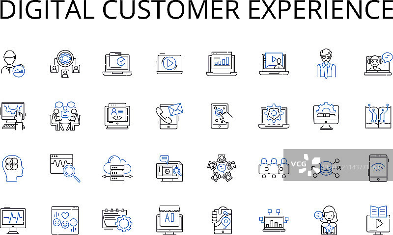 数字客户体验线性图标合集图片素材