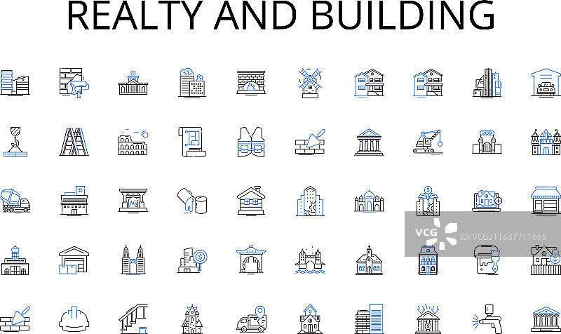 房地产与建筑线性图标HTML合集图片素材