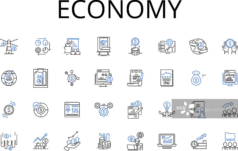经济线条图标集合商业金融图片素材