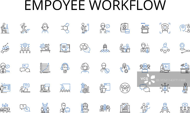 员工工作流程线性图标合集图片素材