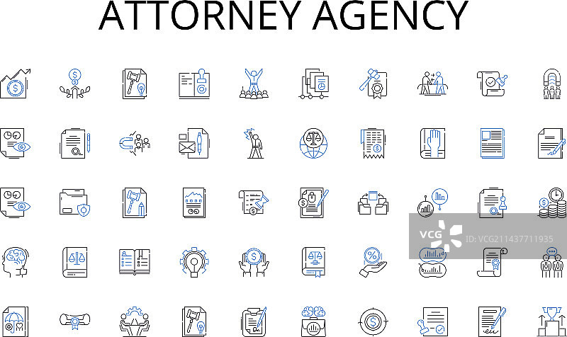 代理律师事务所线性图标合集图片素材