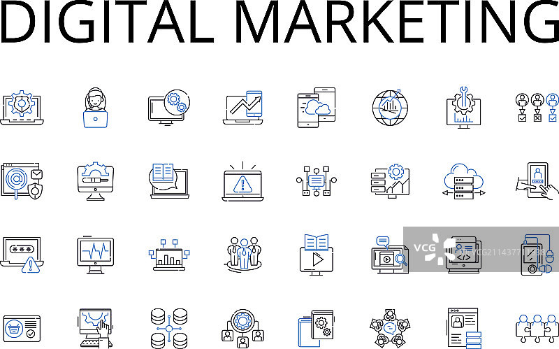 数字营销线性图标社交媒体合集图片素材