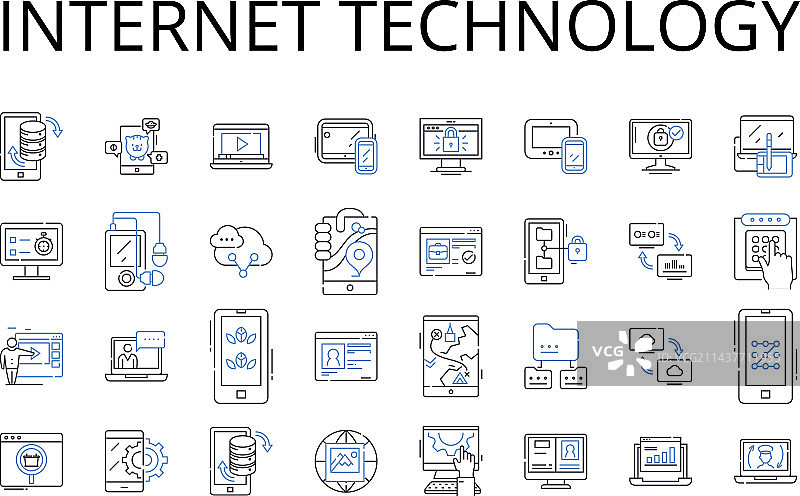 互联网技术线性图标集合图片素材
