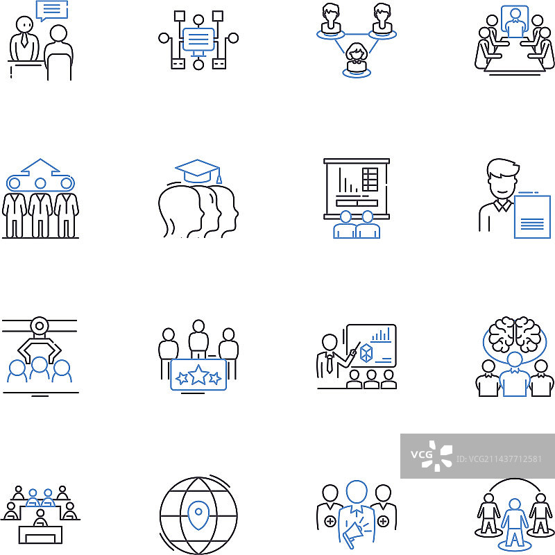 广告宣传活动线性图标合集图片素材