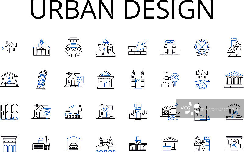 城市设计线条图标合集平面设计图片素材
