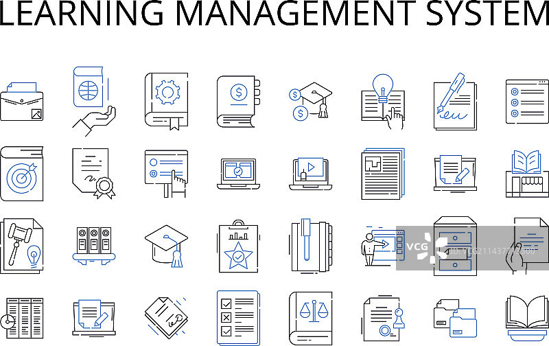 学习管理系统线性图标合集图片素材