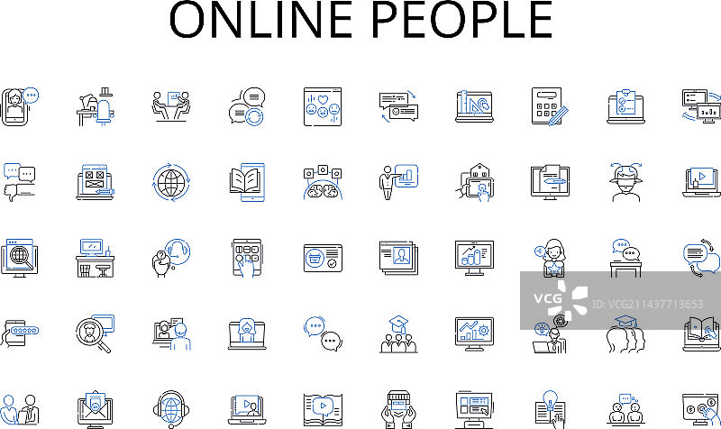 在线人物线性图标集合投资图片素材