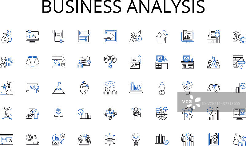 商业分析线条图标合集图片素材