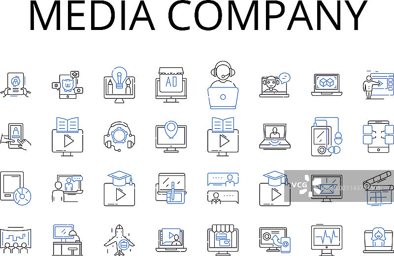 媒体公司线性图标集，广告图片素材