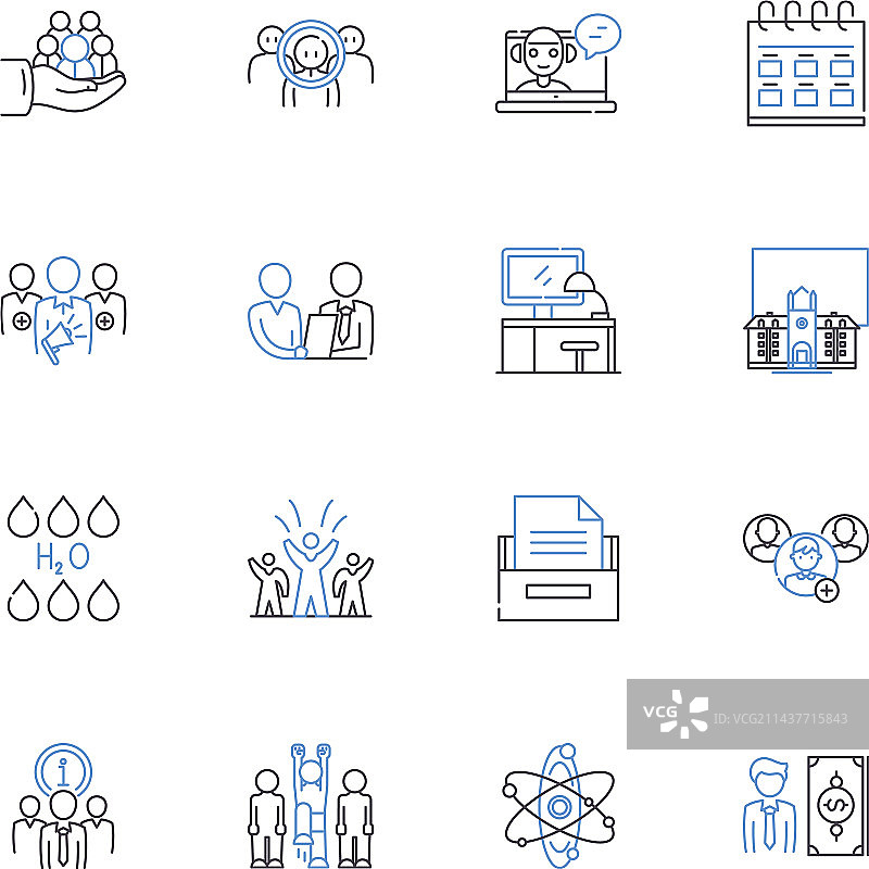 准备与彩排线性图标合集图片素材