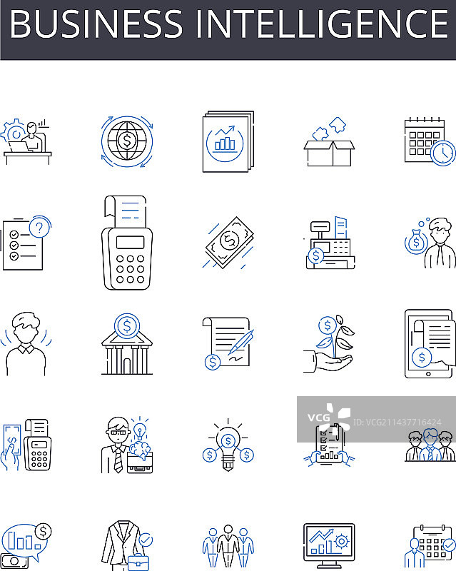 商业智能线性图标合集图片素材