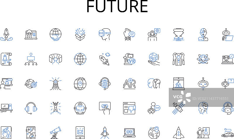 未来E-learning线性图标合集图片素材