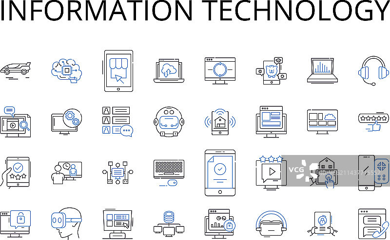 信息技术线性图标合集图片素材